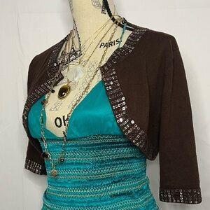 Y2K Brown sequins Women's cardigan